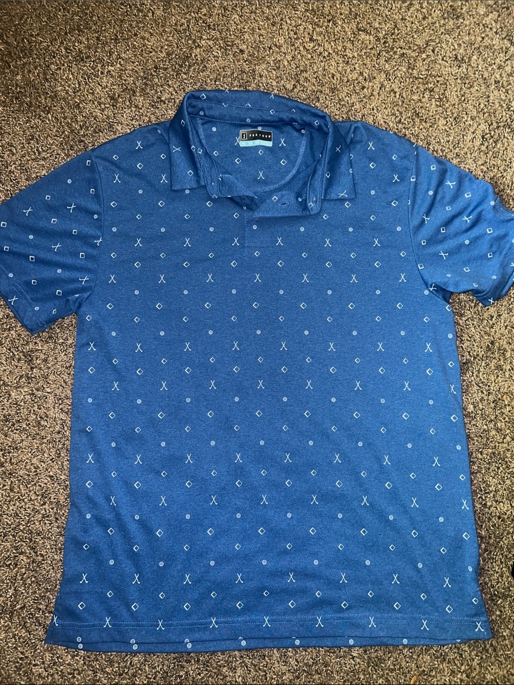 PGA Tour Blue Geometric Print Polo